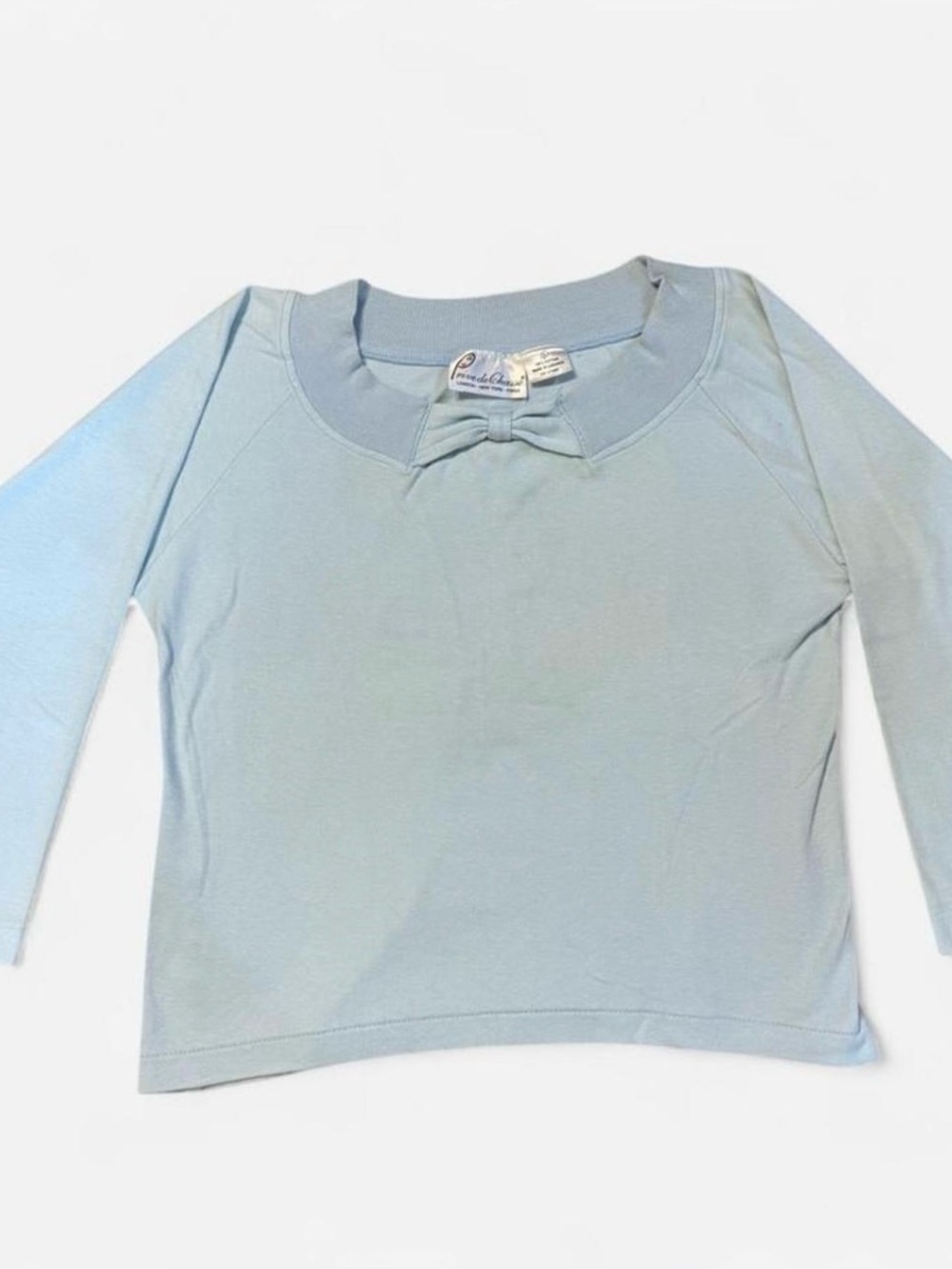 Vintage 90’s prive de chasse light blue shirt with bow, large